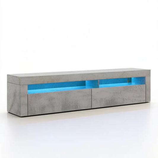 Nowoczesna szafka RTV z oświetleniem LED, szaro-niebieska, 180 x 40 x 45 cm