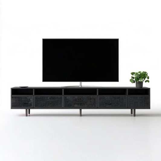 Czarna szafka RTV z MDF 180 x 40 x 55 cm